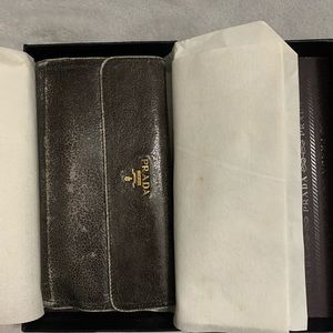Prada Crackled Leather Wallet